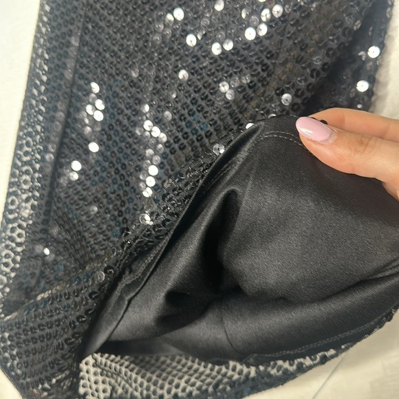 ❤️ AGGIE SEQUIN BANDEAU MINI DRESS Black Sequin dress medium - Picture 3 of 6